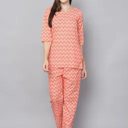 SOUNDARYA Women Printed  Pure Cotton Night suit-image-84