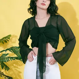 ANVI Be Yourself Crop Georgette Open Front Shrug-image-94