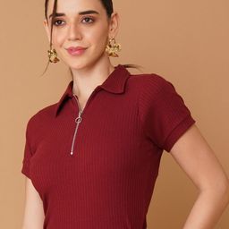 Chemistry Ribbed Cotton Shirt Style Top-image-15