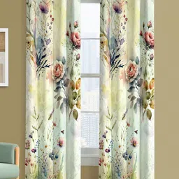 Steve & Anderson Bliss Olive And Purple 2 Pieces Floral Printed Long Door Curtain (9Feet)-21