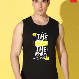 WOOSTRO Pack Of 2 Printed Super Combed Cotton Gym Vests VWS26(MORE BLACK)(MORE RED)-0