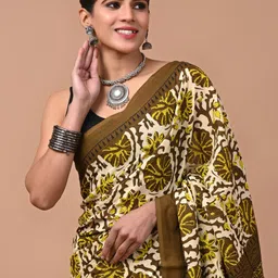 Crafts Moda Floral Printed Pure Cotton Saree-image-55