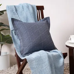 MASPAR Inner City Blue Abstract Printed Cotton Square Cushion Cover-image-35
