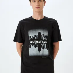 Koton Men Graphic Printed Round Neck Cotton T-shirt-image-27