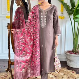 Twika Women Ethnic Motifs Yoke Design Kurta with Trousers & Dupatta-14