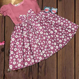 BAESD Girls Floral Print Fit and Flare Dress-image-3