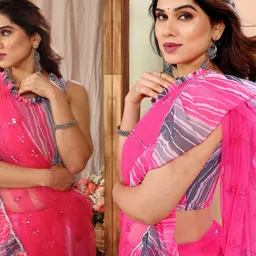 BLEESBURY Striped Net Saree image 4