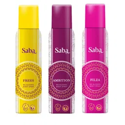 Saba Women Filza, Ambition & Fresh Set Of 3 Deodorant Body Spray - 150ml Each-52