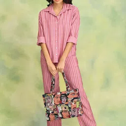 The Woman Store Striped Shirt Collar Shirt With Trousers Co-Ords-picture-23