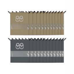 Aura Brown & Grey 24 Pieces Printed Reusable Shoes Organisers-10