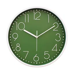 Aura White & Green Printed Contemporary Wall Clock-18