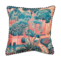 ONSETHOMES Jashn Green & Pink Floral Velvet Square Cushion Cover-image-28