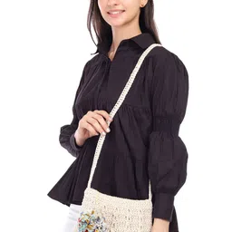ITIHASIKALA Women Textured Structured Sling Bag-12