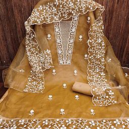 HERE&NOW Embroidered Organza Unstitched Dress Material-image-86