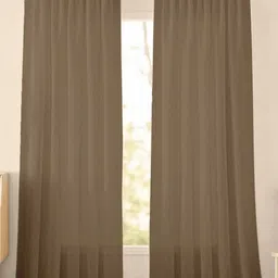 HOMEMONDE Brown Set of 2 Sheer Door Curtain-47