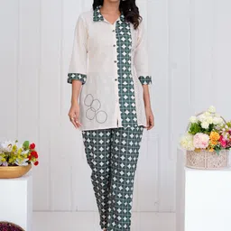 ZOYOTO Printed Pure Cotton Shirt Collar Neck Tunic With Trousers Co-Ords-picture-55