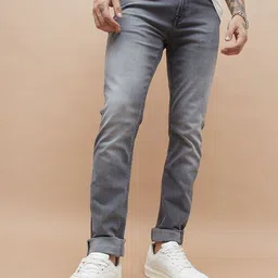 Forca by Lifestyle Men Tapered Fit Mid-Rise Low Distress Light Fade Jeans-image-92