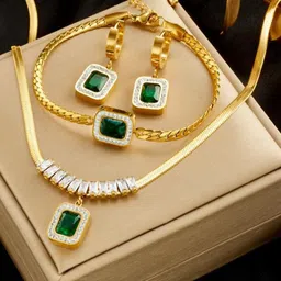 BLACKBOX Gold-Plated CZ Studded Jewellery Set-10