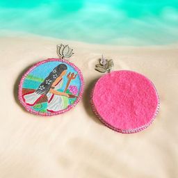 JEWELWATI Beaded Durga Maa Circular Drop Earrings-image-25