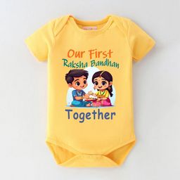 BLUSHES Infants Raksha Bandhan Theme Printed Pure Cotton Envelope Neck Onesie-image-62