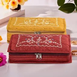 Kuber Industries Yellow & Maroon 2 Pieces Self Design Jewellery Organisers-image-62