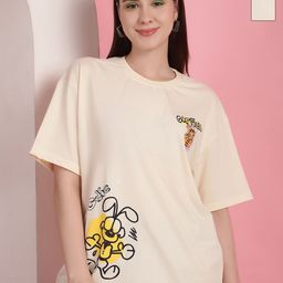 Tromko Women Pack of 2 Garfield Graphic Printed Round Neck Cotton Oversized T-shirts-picture-28