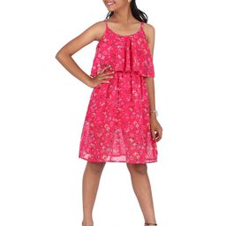 SILK SPARROW Floral Print Georgette Fit & Flare Dress-15