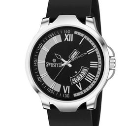SWISSTYLE Men Brass Embellished Dial & Stainless Steel Straps Analogue Watch SS-GR1805-BLK-BLK-19