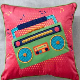 Home Centre Pink & Green Embroidered Pre-FilledSquareCushions-30