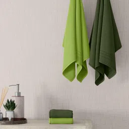 home expressions Olive Green & Green 4 Pieces Pure Cotton 380 GSM Towel Set-picture-22