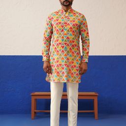TheEthnic.Co Men Geometric Printed Kurta-image-42