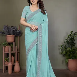 KALINI Floral Embellished Beads and Stones Saree-image-78