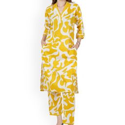 Dreambe Women Abstract Printed Pure Cotton Night suit-image-68