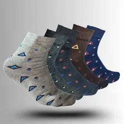 MJE 5-Pcs Patterned Cotton Ankle Length Socks-image-27