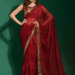 Mitera Tie and Dye Sequinned Poly Chiffon Saree-picture-14