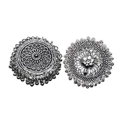 FURE Set Of 2 Rhodium-Plated Ghungroo Beaded Adjustable Finger Ring-15