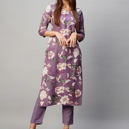 GoSriKi Women Floral Printed Regular Kurta with Trousers-image-86