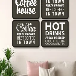 SAF 4 Piece Brown & Black Coffee Theme Painting Wall Art-picture-23