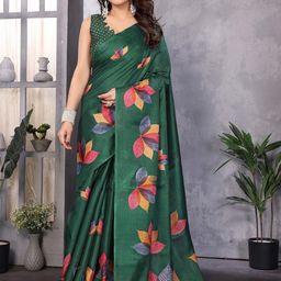 KALINI Floral Printed Saree With Unstitched Blouse-image-73