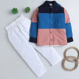 BAATCHEET Boys Colourblocked Shirt with Trousers-53