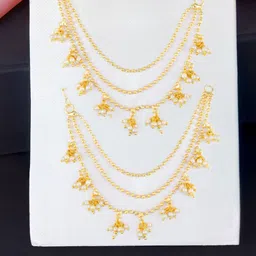 PRIVIU Gold-Plated Artificial Beaded 3 Layered Contemporary Ear Cuff-13