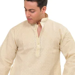 Exotic India Men Textured Cotton Kurta with Churidar-picture-32