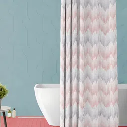 ArtzFolio Blue and Red Abstract Printed Waterproof Shower Curtain-78