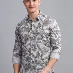 THREE DAYS Comfort Floral Printed Spread Collar Cotton Shirt-image-78