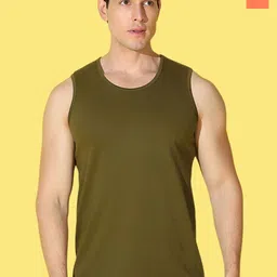 WOOSTRO Pack Of 2 Pure Combed Cotton Gym VestsVWS26(BKLN ORANGE)(PLAIN OLIVE)-image-19