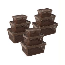 Aura Brown Set of 6 Regular Tote Basket Organisers-28