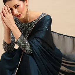 CLEMIRA Beads and Stones Pure Georgette Saree-image-88
