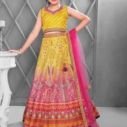 JAY NAGNATH FAB Girls Printed Tie Dye Ready to Wear Lehenga & Blouse & Dupatta-47