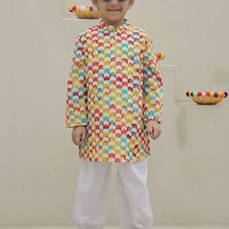 Hoshi by A&T Boys Printed Regular Pure Cotton Kurta with Harem Pants-3
