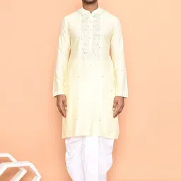 Arihant Rai Sinha Men Embroidered Regular Mirror Work Kurta with Dhoti Pants-picture-16